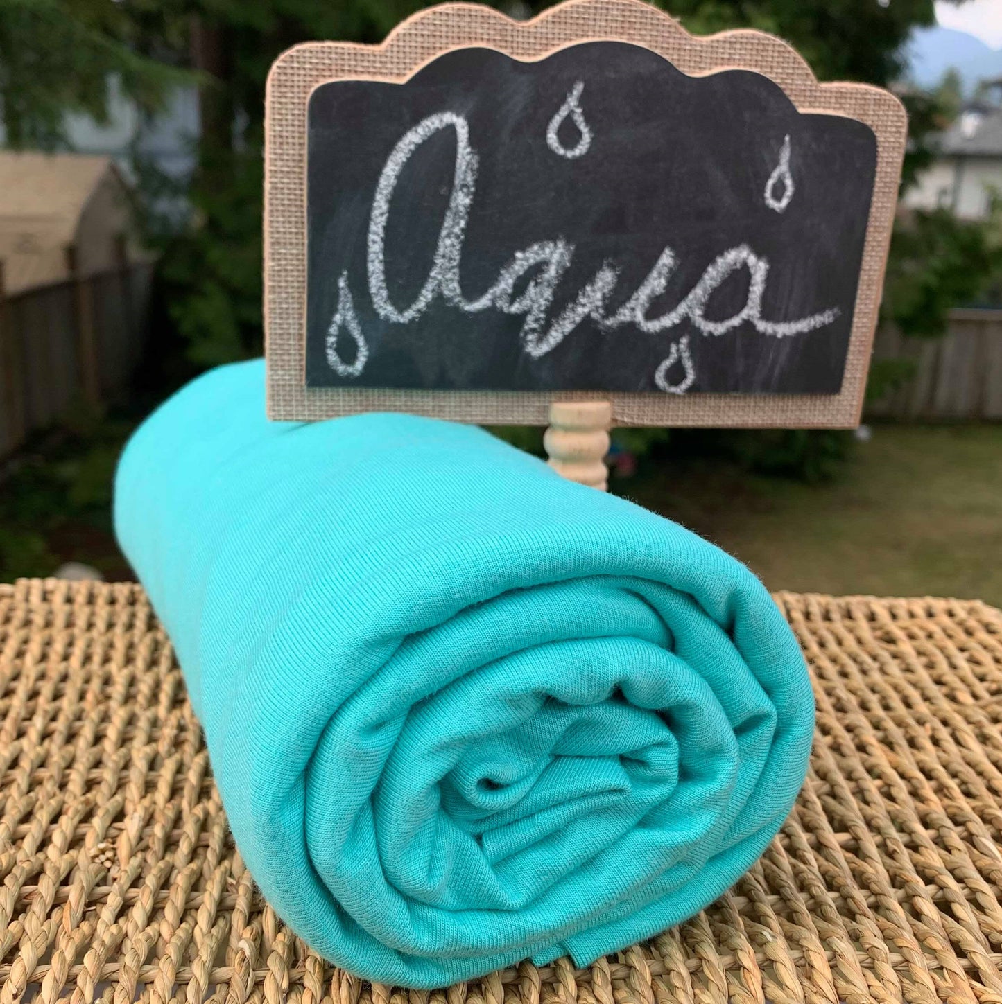 Aqua Bamboo Stretch French Terry Fabric by the Yard or Wholesale - Kinderel Organic Fabrics