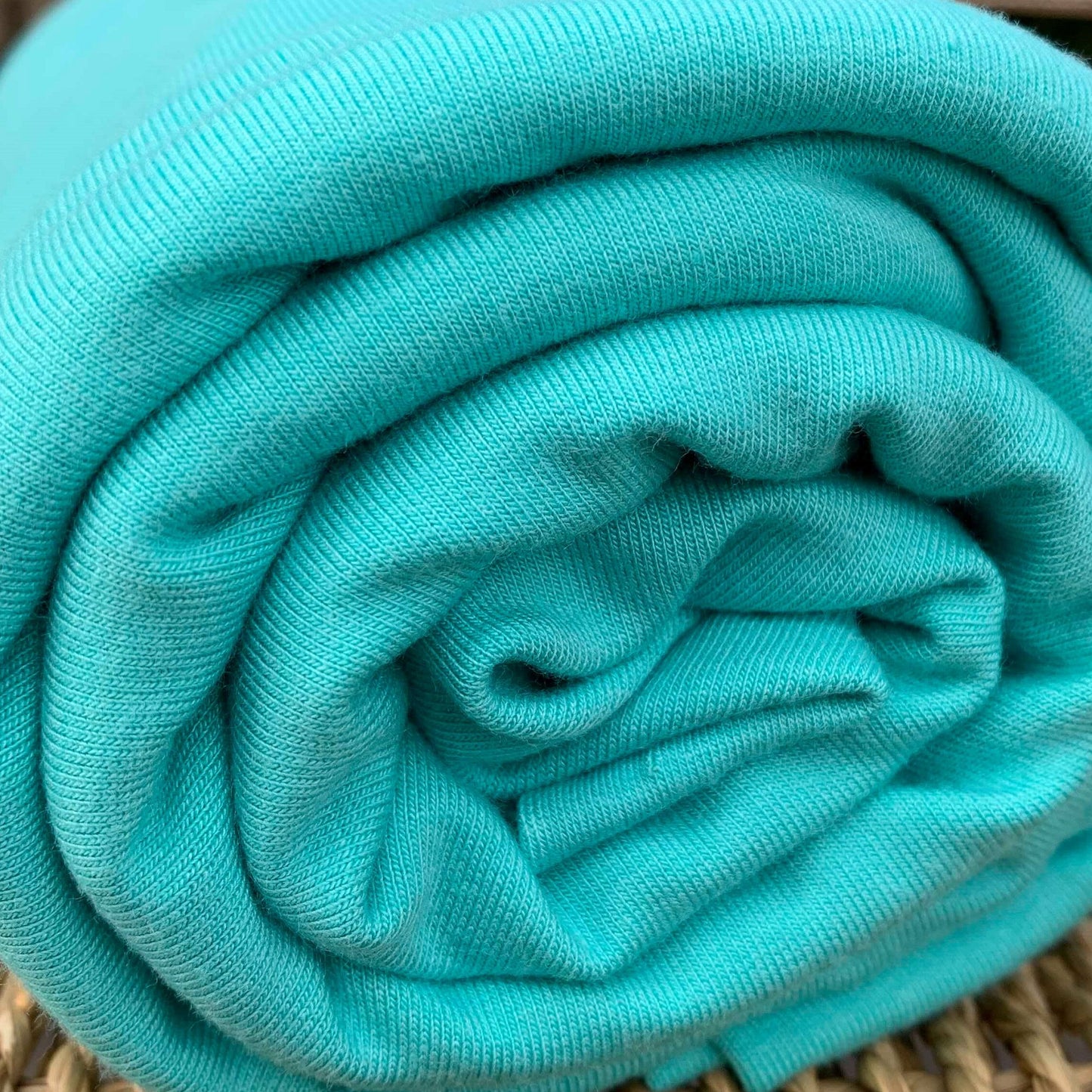 Aqua Blue Bamboo Stretch French Terry Fabric  by the Yard or Wholesale - Kinderel Bamboo Fabrics