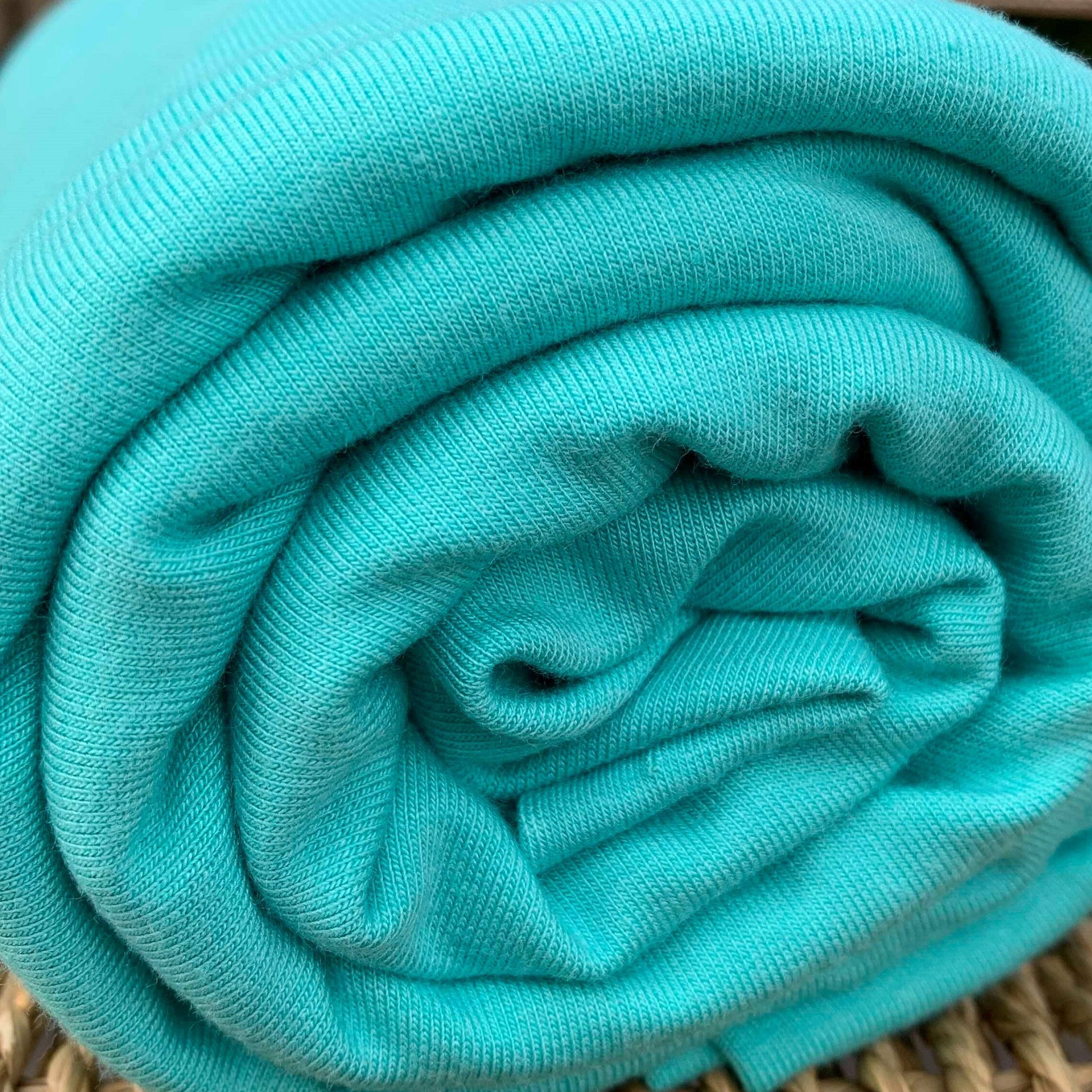 Aqua Blue Bamboo Stretch French Terry Fabric  by the Yard or Wholesale - Kinderel Bamboo Fabrics