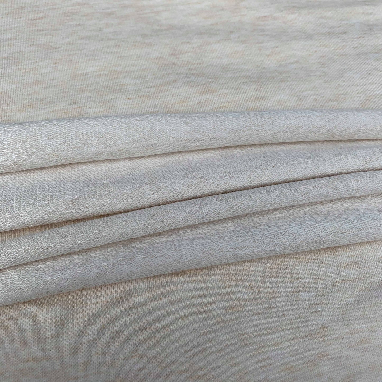 Bamboo Cotton Stretch French Terry, Heather Oatmeal by the Yard or Wholesale -Kinderel Organic Fabrics