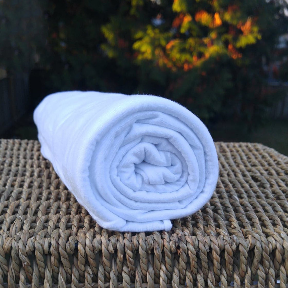 White Lyocell Stretchy French Terry Fabric by the Yard or Wholesale - Kinderel Organic Fabrics