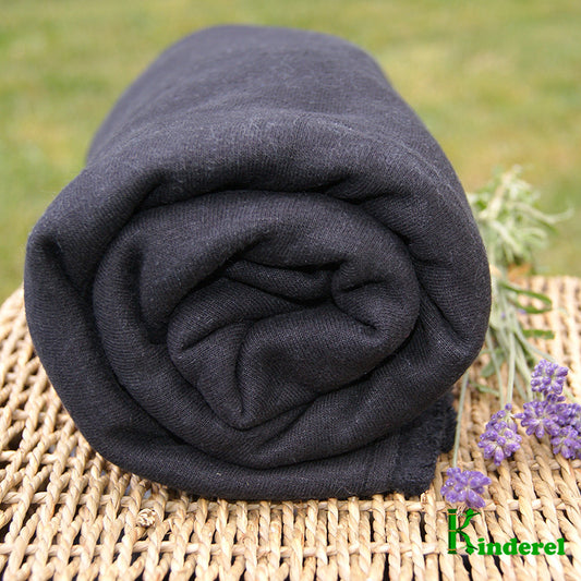 Black Hemp Cotton Fleece Fabric - Kinderel Bamboo Fabrics