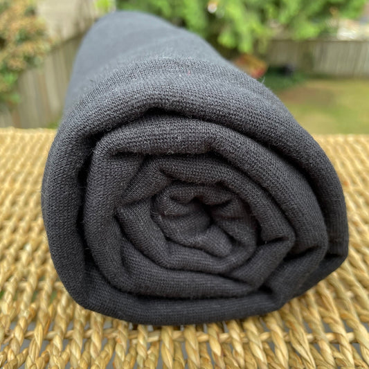 Black Hemp Stretch 1x1 Rib Fabric - Kinderel Organic Fabrics