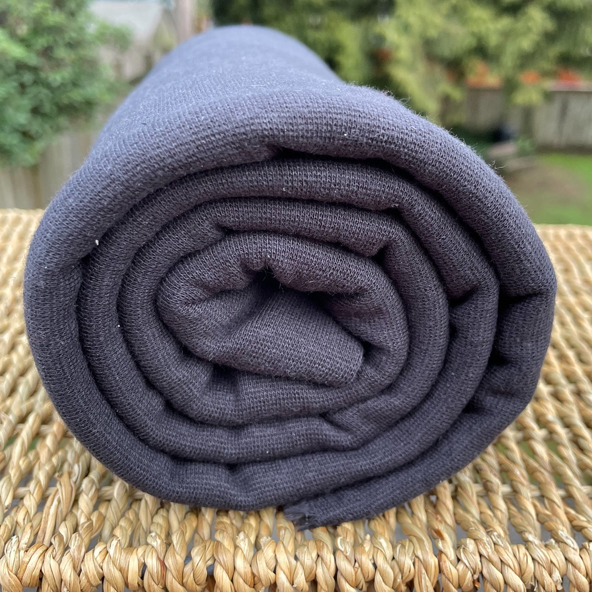 Black Bamboo Hemp Stretch Jersey Fabric by the Yard