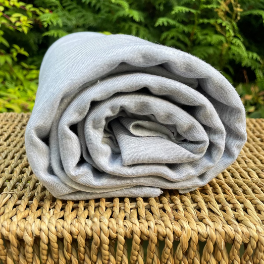 Bamboo Merino Stretch Fleece Fabric, Heather Light Grey - by the Yard and Wholesale - Kinderel Organic Fabrics