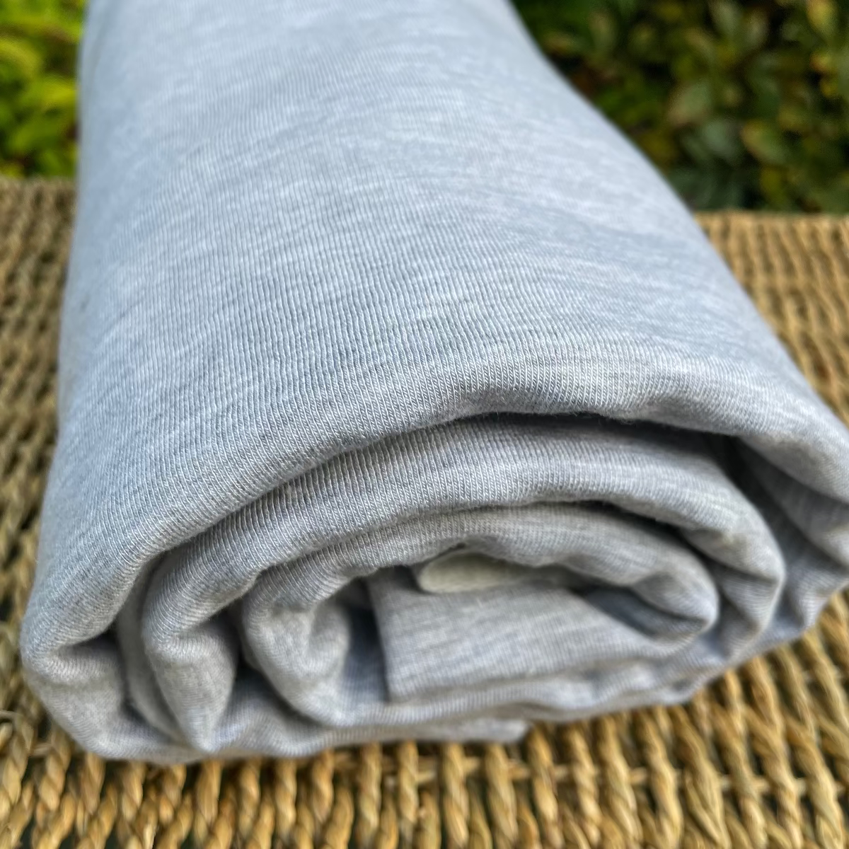 Bamboo Merino Stretch Fleece Fabric, Heather Light Grey - by the Yard and Wholesale - Kinderel Organic Fabrics