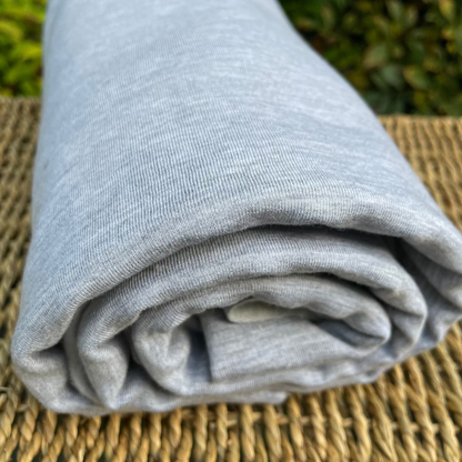 Bamboo Merino Stretch Fleece Fabric, Heather Light Grey - by the Yard and Wholesale - Kinderel Organic Fabrics