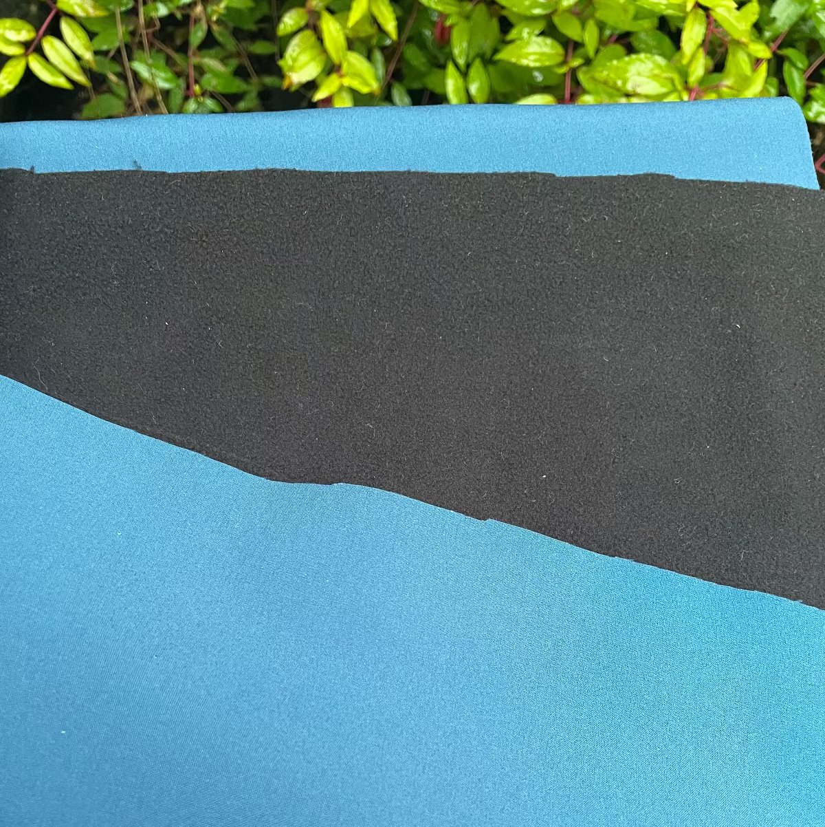 Stellar Blue with Black Softshell Fleece Dintex Fabric