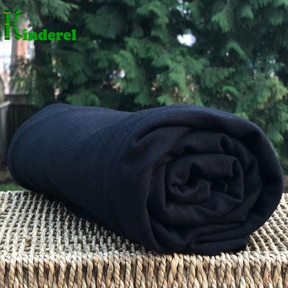 Bamboo Merino Stretch Fleece Fabric, Black - Kinderel Organic Fabrics