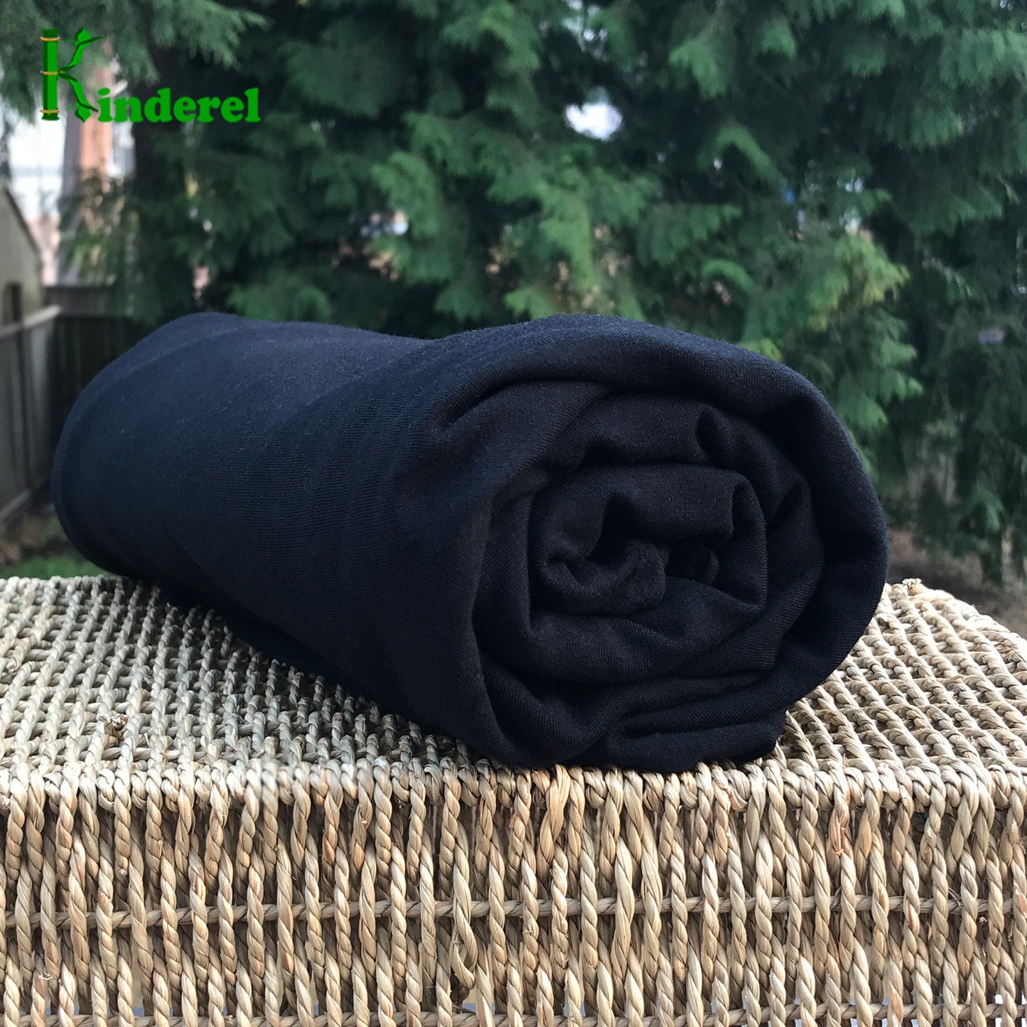 Bamboo Merino Stretch Fleece Fabric, Black, by the Yard and Wholesale - Kinderel Organic Fabrics