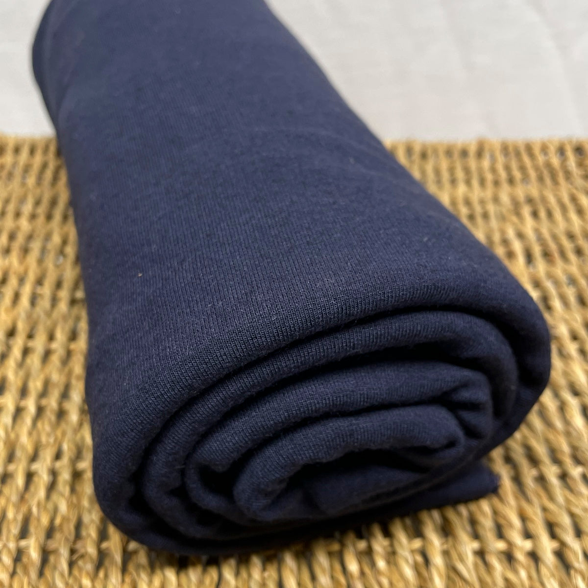 Bamboo Merino Stretch French Terry Fabric, Marine Navy - Kinderel Organic Fabrics