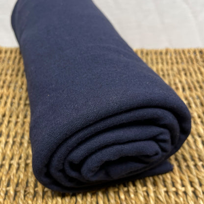 Bamboo Merino Stretch French Terry Fabric, Marine Navy - Kinderel Organic Fabrics