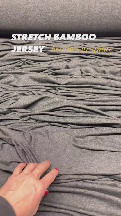Heather Graphite Bamboo Cotton Stretch Jersey Fabric by the Yard or Wholesale