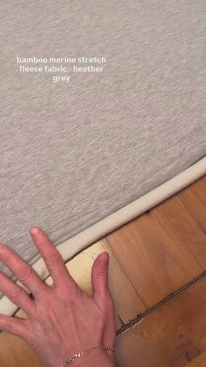 Bamboo Merino Stretch Fleece Fabric, Heather Light Grey - by the Yard and Wholesale