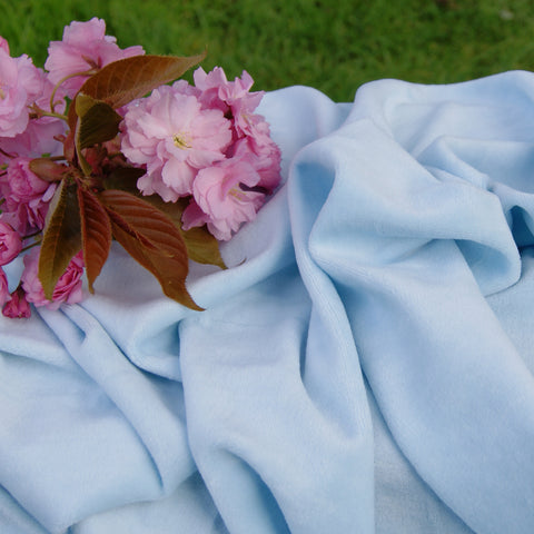 Organic Cotton Velour Fabric - Baby Blue - Kinderel Bamboo Fabrics
