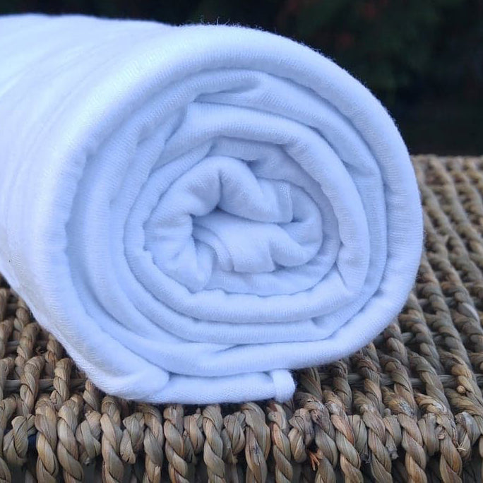 Bamboo Cotton Stretch Jersey White Knit Fabric by the Yard or Wholesale - Kinderel Bamboo Fabrics
