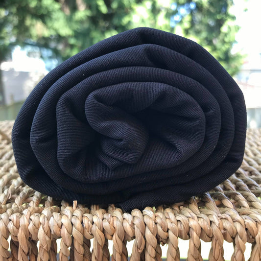 Black Chitosante Fabric | Heavy Weight Stretch Interlock 300 GSM  by the Yard or Wholesale