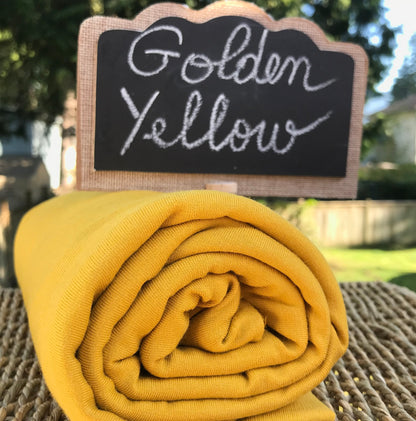 Golden Yellow Bamboo Stretch French Terry Fabric by the Yard or Wholesale