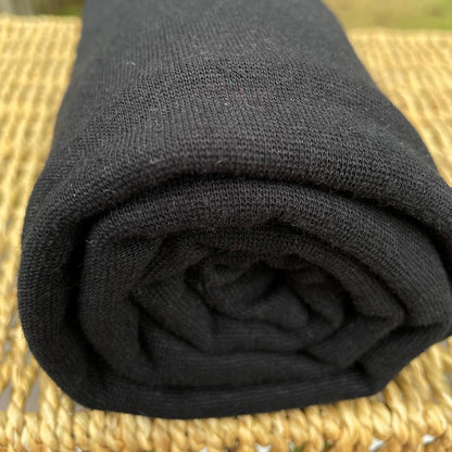 Tela de costilla elástica 1x1 de cáñamo negro cortada a medida y al por mayor
