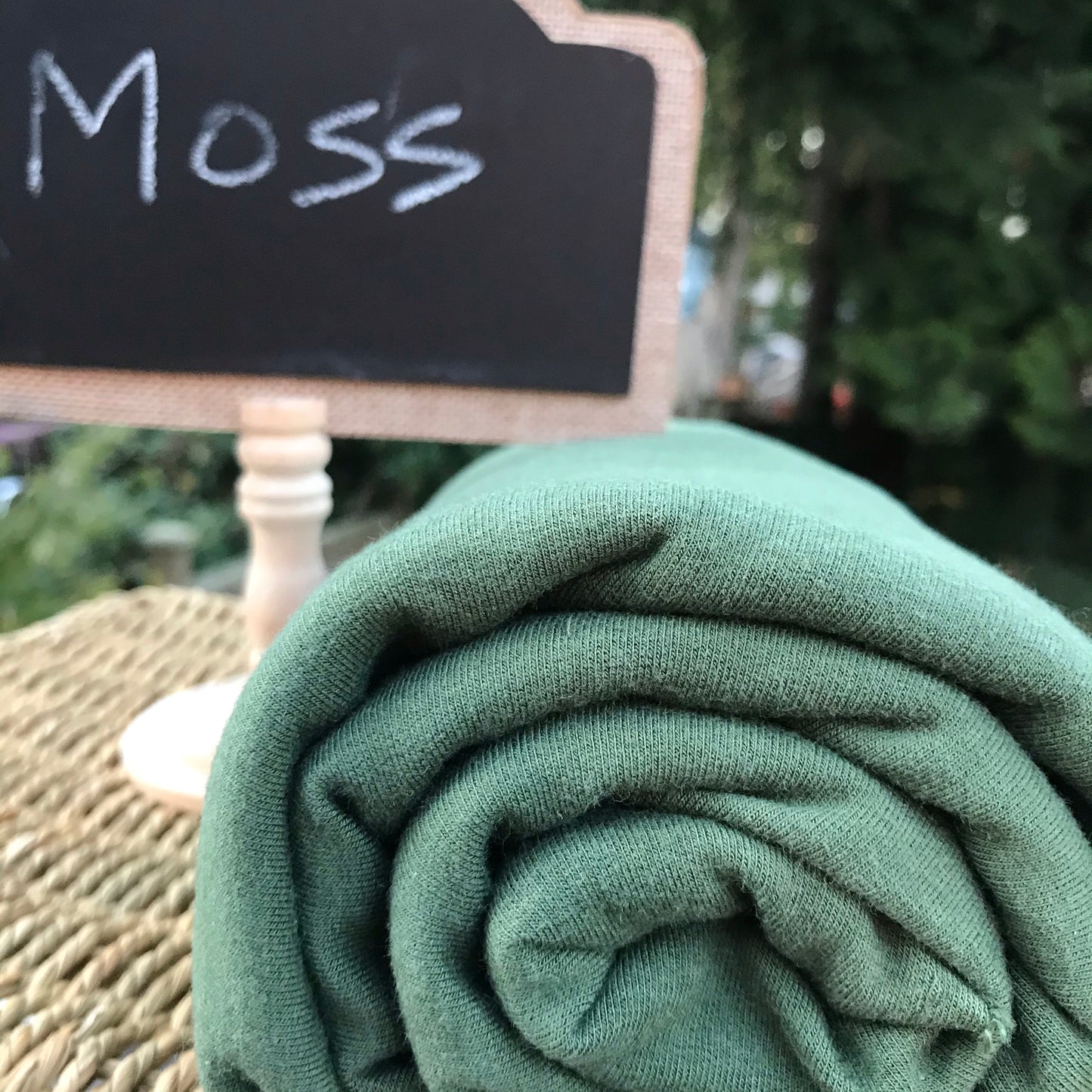 Green Moss Bamboo Cotton Stretch French Terry by the Yard or Wholesale