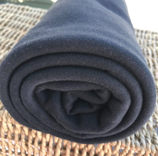 Bamboo Organic Cotton Interlock Fabric Black by the Yard - Kinderel Bamboo Fabrics
