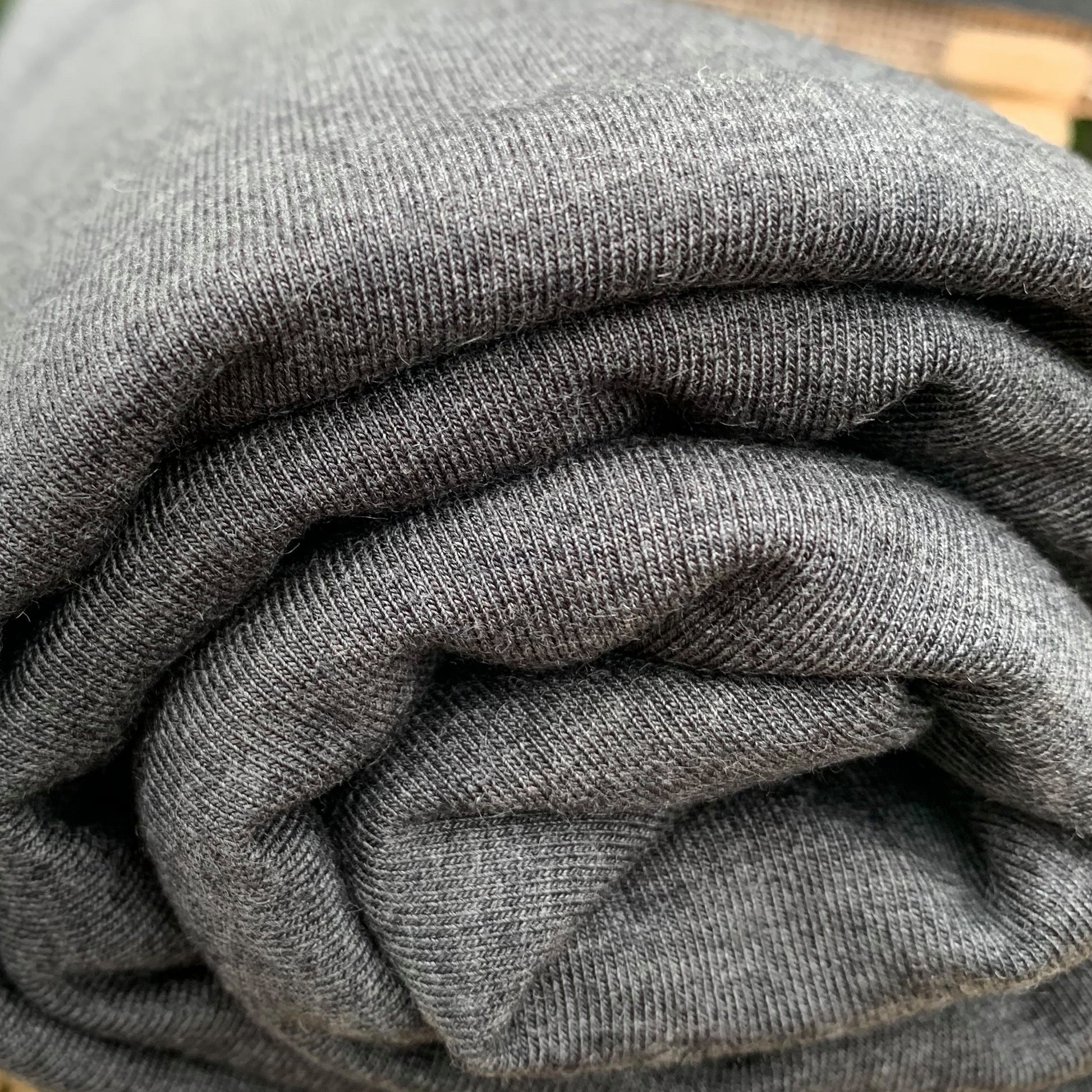 Tencel Lyocell Stretch French Terry, Heather Graphite by the Yard or Wholesale - Kinderel Bamboo Fabrics