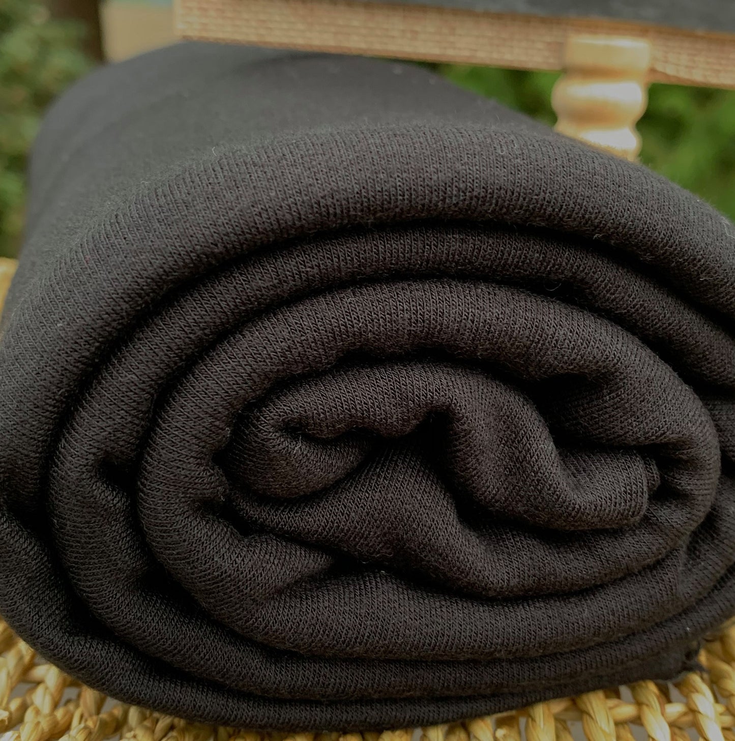 Black Bamboo Merino Wool Stretch French Terry fabric by the Yard - Kinderel Bamboo Fabrics