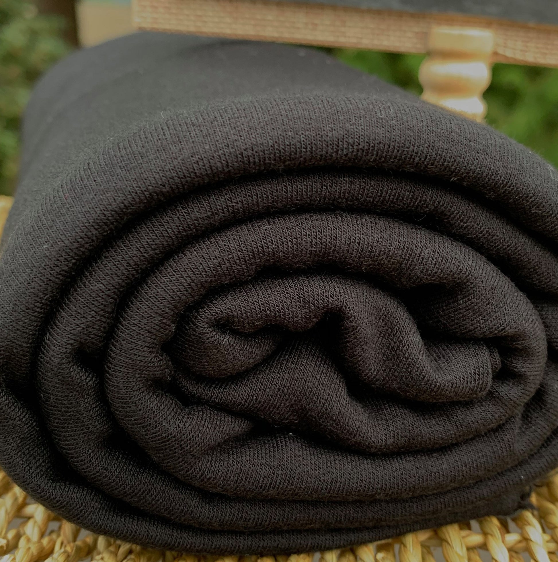 Black Bamboo Merino Wool Stretch French Terry fabric by the Yard - Kinderel Bamboo Fabrics
