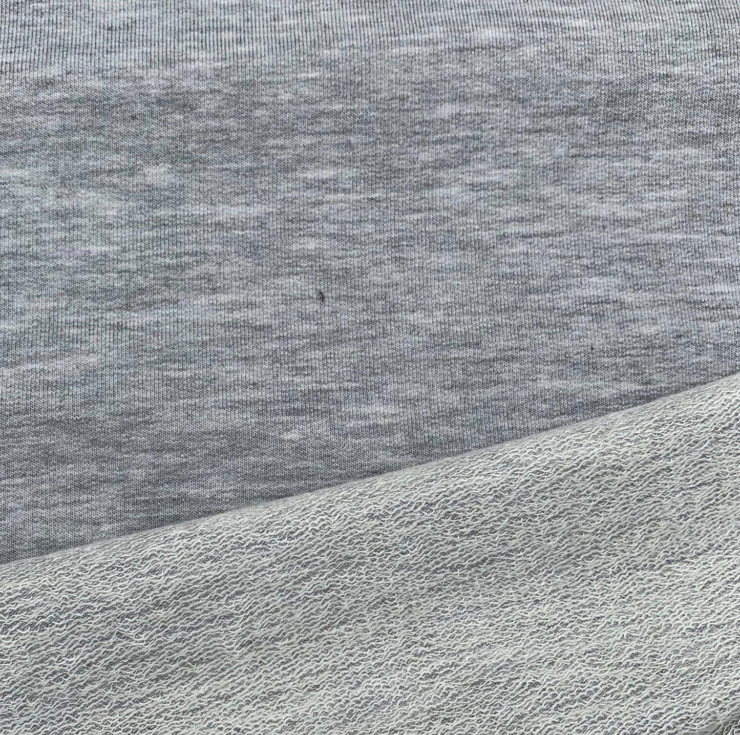 Bamboo Merino Wool Stretch French Terry, Heather Light  Grey by the Yard - Kinderel Bamboo Fabrics