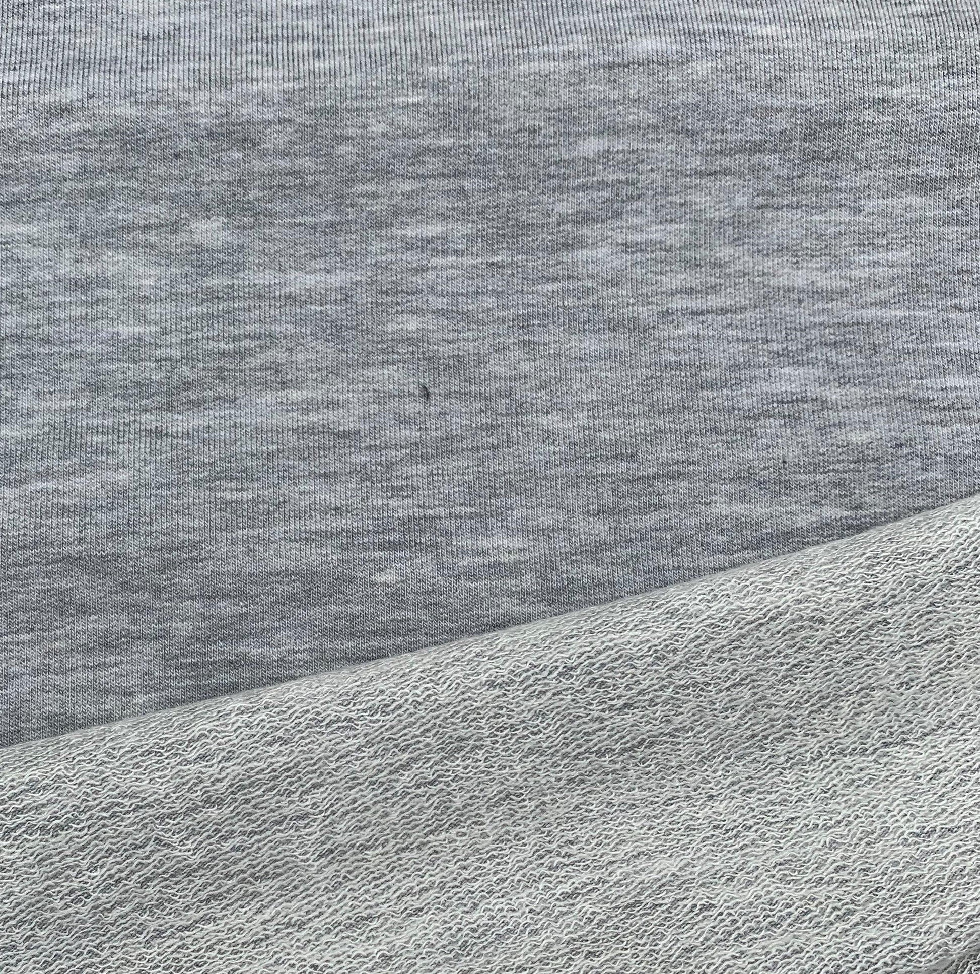Bamboo Merino Wool Stretch French Terry, Heather Light  Grey by the Yard - Kinderel Bamboo Fabrics