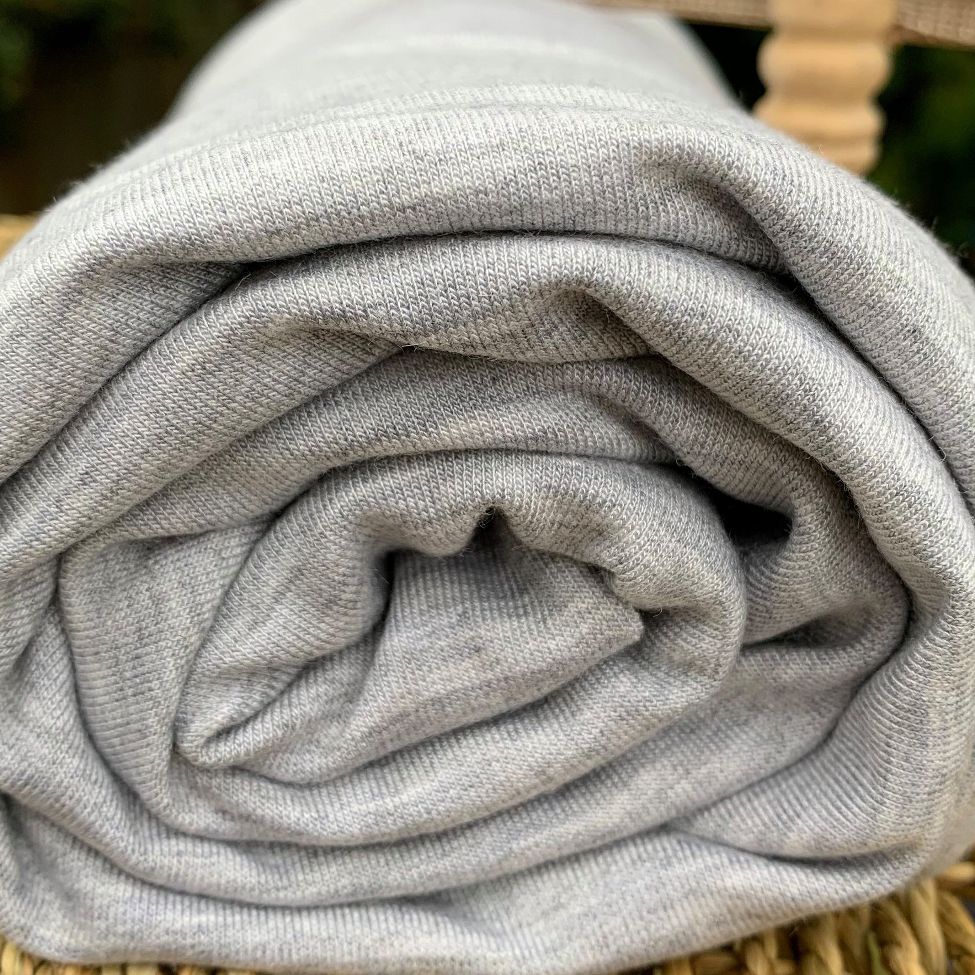 Bamboo Merino Wool Stretch French Terry, Heather Light  Grey by the Yard - Kinderel Bamboo Fabrics
