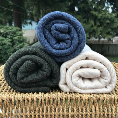 Bamboo Stretch 2x2 Rib Knit Fabric by the yard or Wholesale, Heather Navy/ Lake