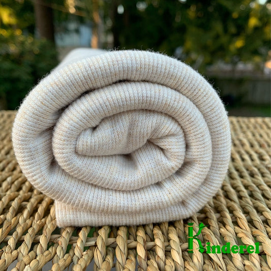 Tissu côtelé 2x2 extensible en bambou, avoine chinée