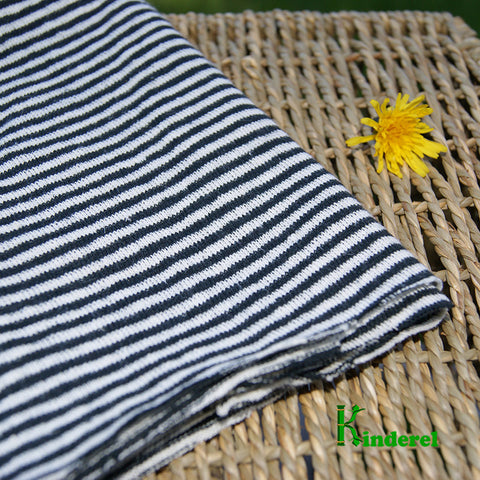 Hemp Jersey Fabric Black and White Stripes Rolls $7.95/yard Wholesale - Kinderel Bamboo Fabrics